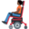 person in motorized wheelchair, dark skin tone